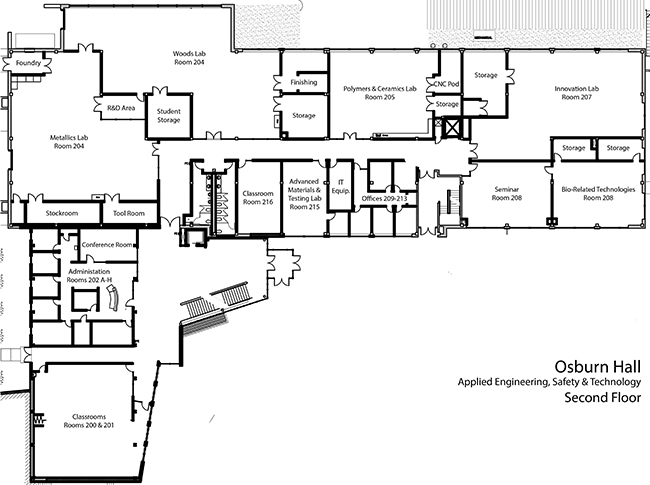 Osburn Hall Second Floor Schematic