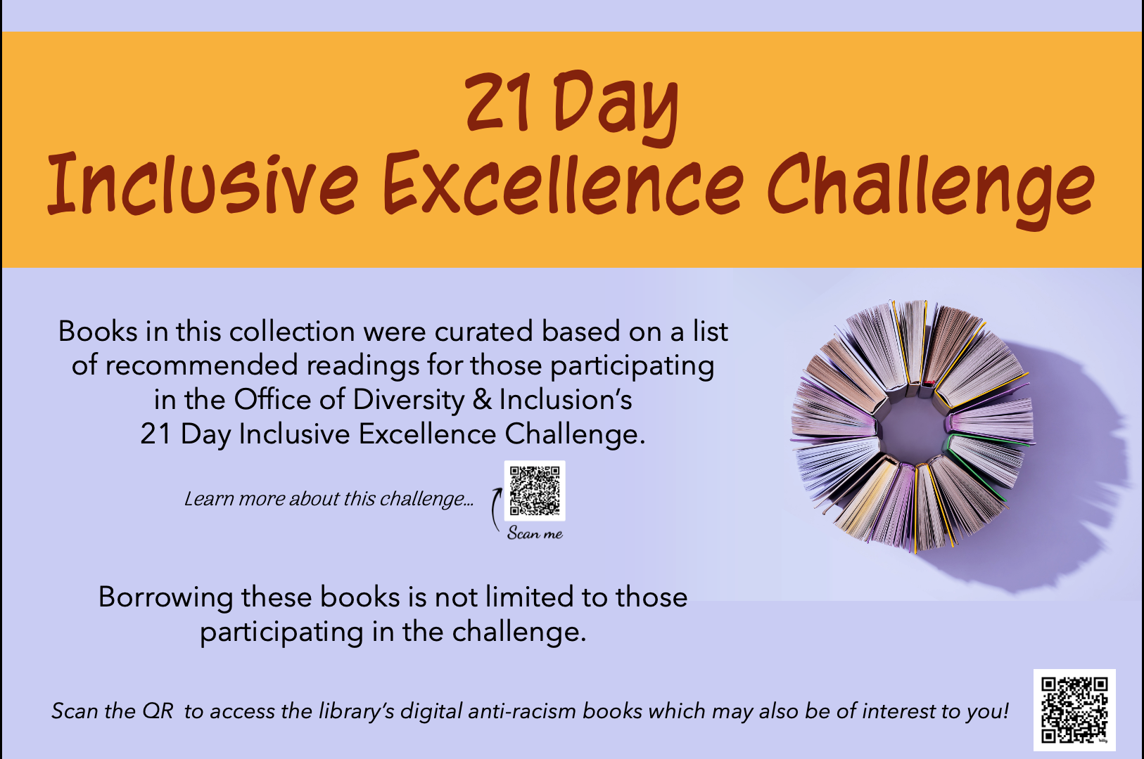 21 Day Challenge Flyer for Library Books are found in the library