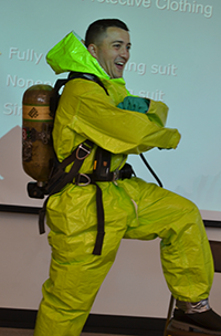 OSEH Student in protective suit