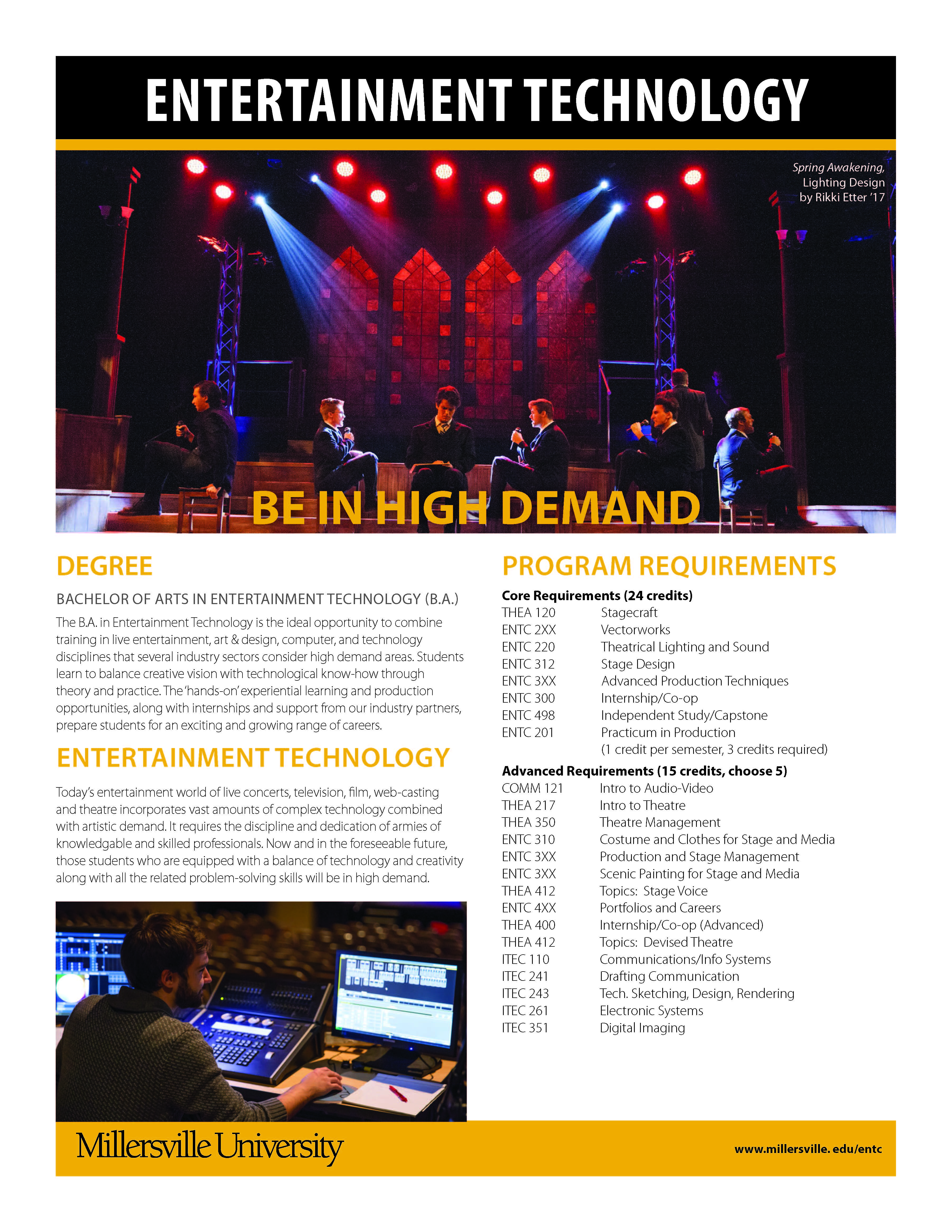 Entertainment Technology Cut Sheet