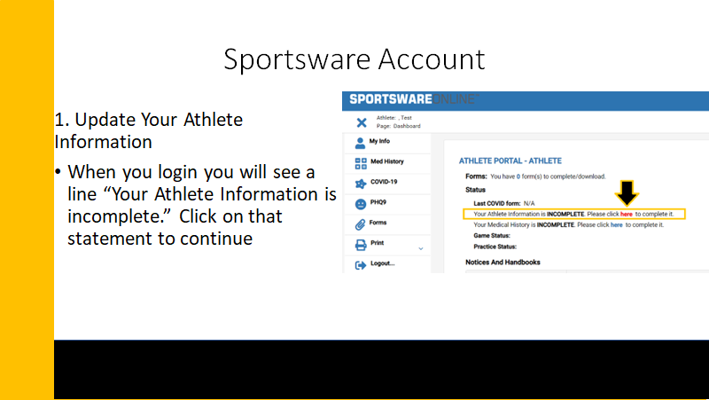 Update your Sportsware information