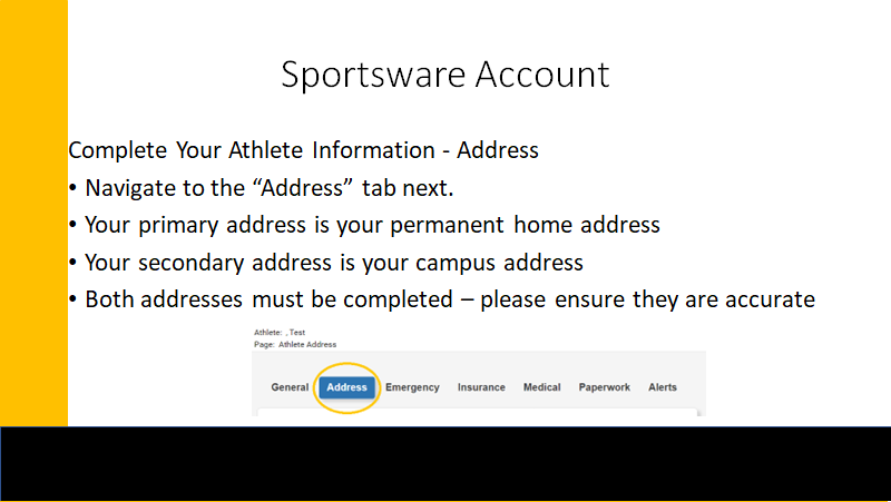 Update your Sportsware information