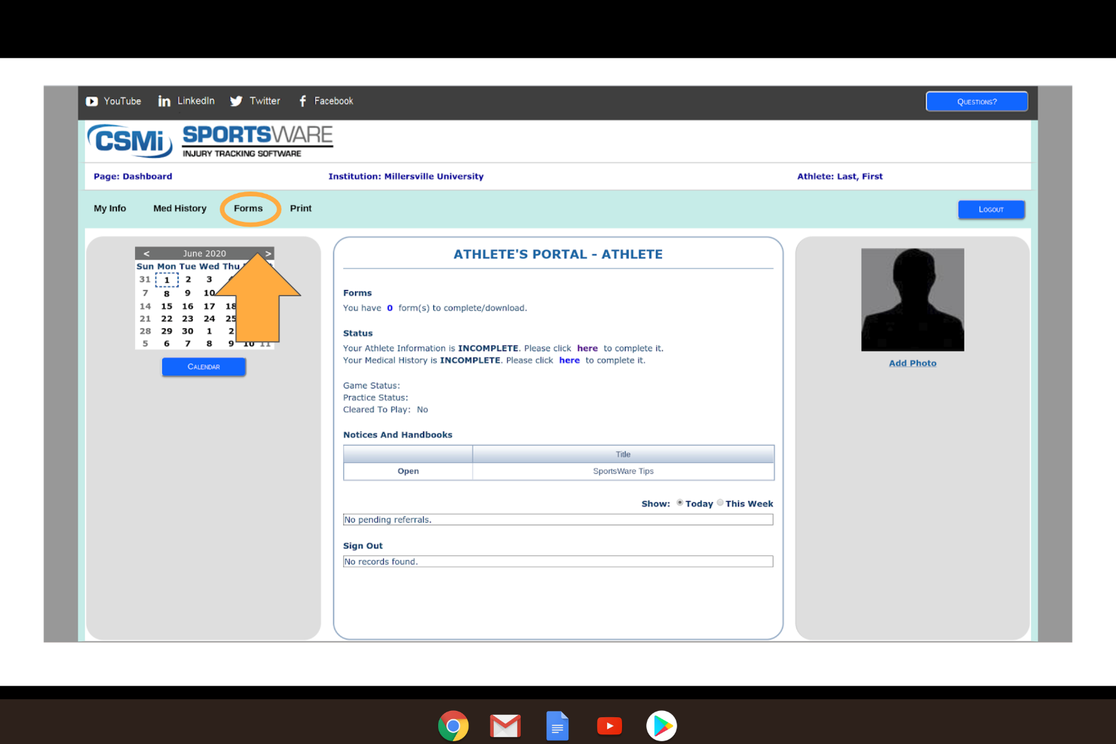 forms tab location