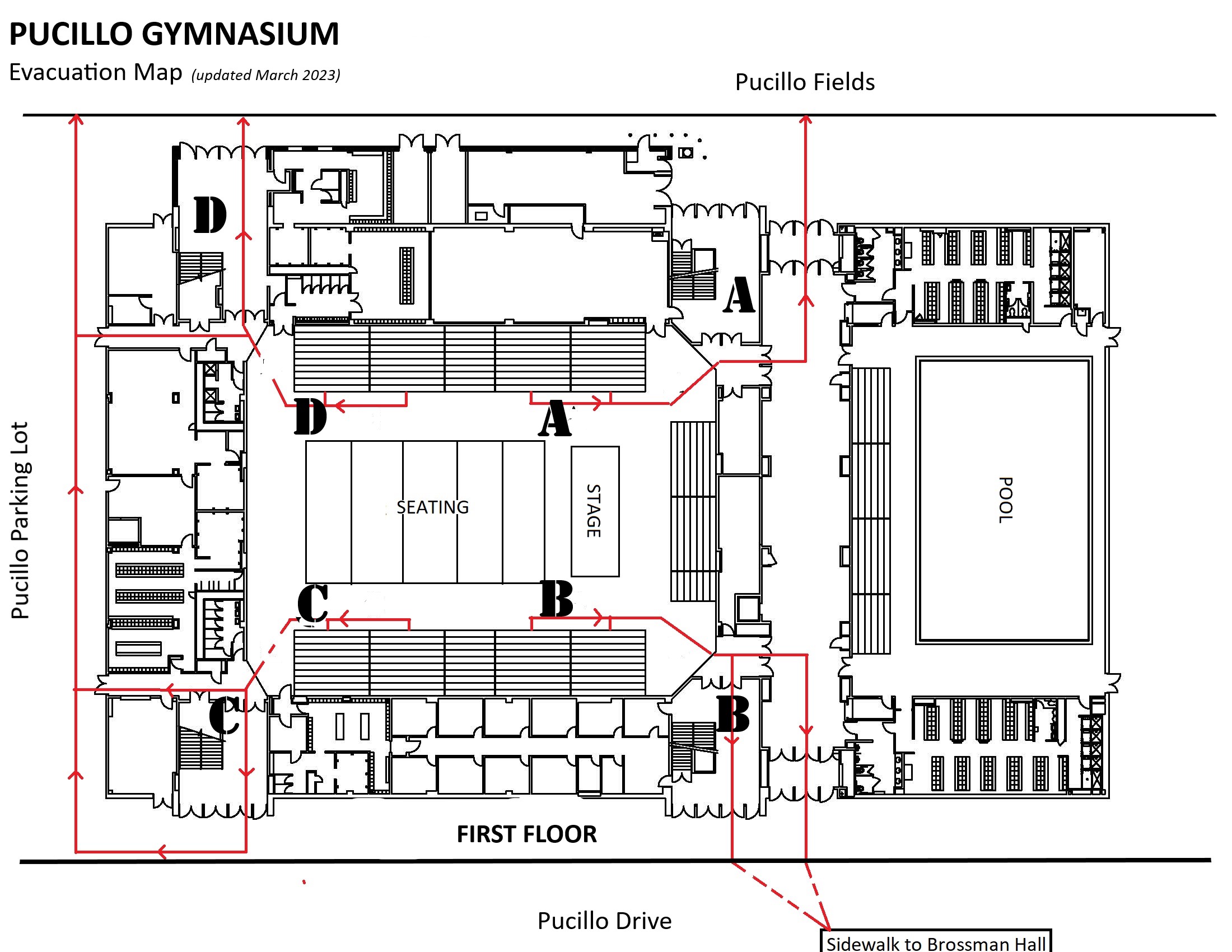 evacuation map of pucillo gym