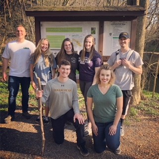 Millersville geography club students on a hiking trail.