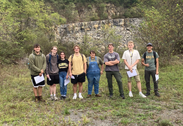 Geology students posing on their trip to New Paris Mine in 2025.