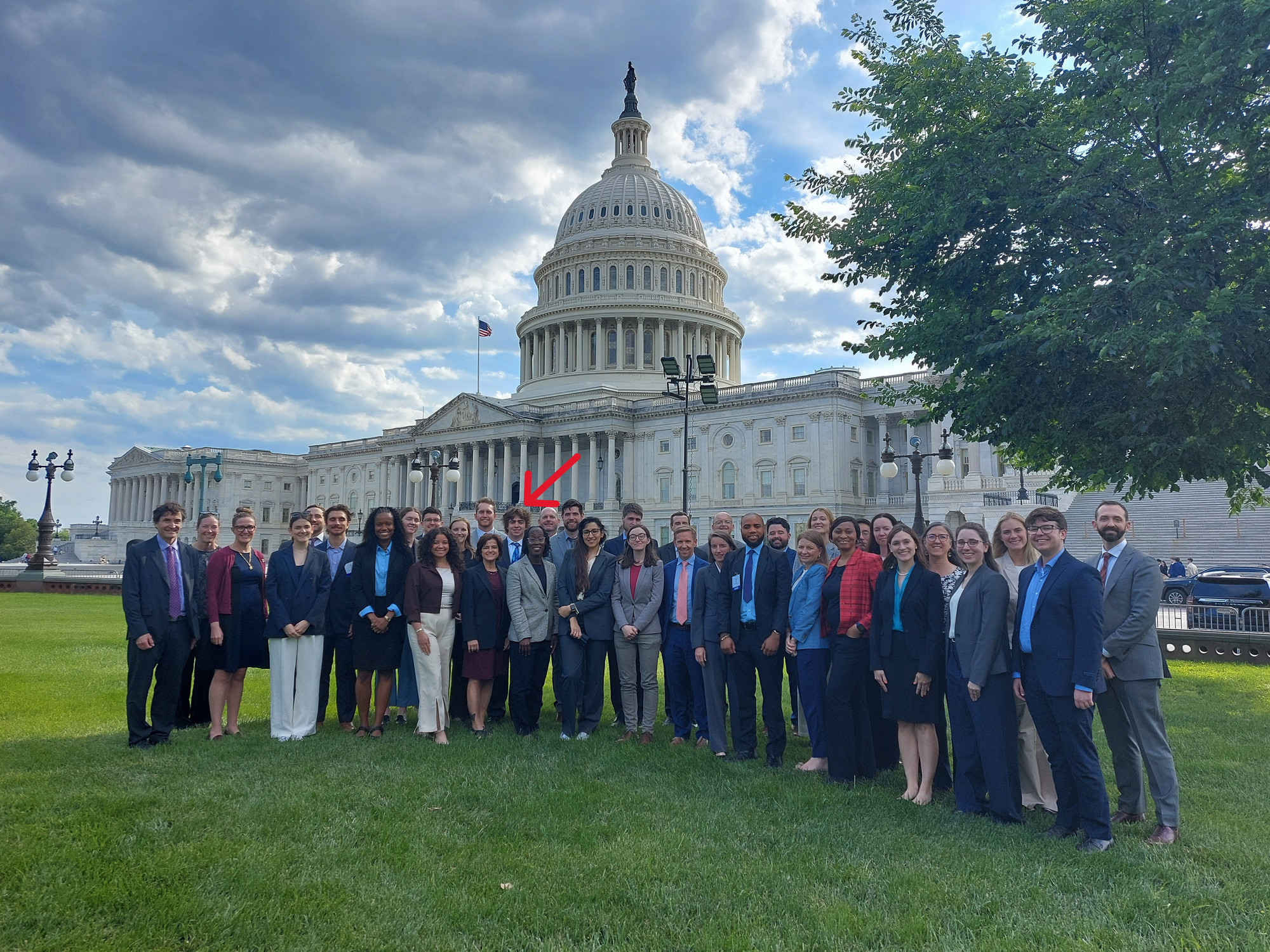 Liam McGrath and other students in front of Capitol Hill.