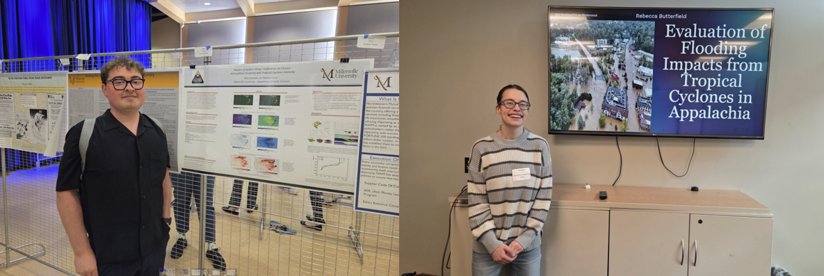 Two meteorology students present their research at the Made in Millersville Conference.