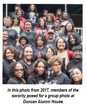 Members of the sorority posed for a group photo at Duncan Alumni House
