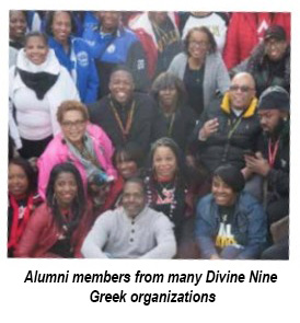 Group photo of alumni members from many Divine Nine Greek organizations