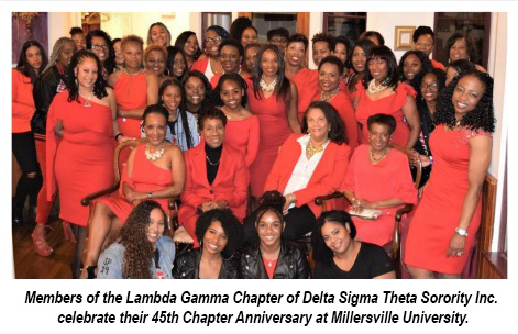 Group photo of the members of the Lambda Gamma Chapter of Delta Sigma Theta Sorority Inc