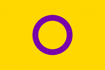 Yellow flag with purple circle