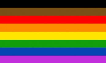 Rainbow flag with black and brown at top