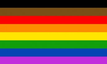 Rainbow flag with black and brown at top