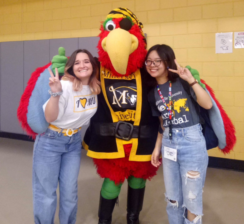 students and mascot