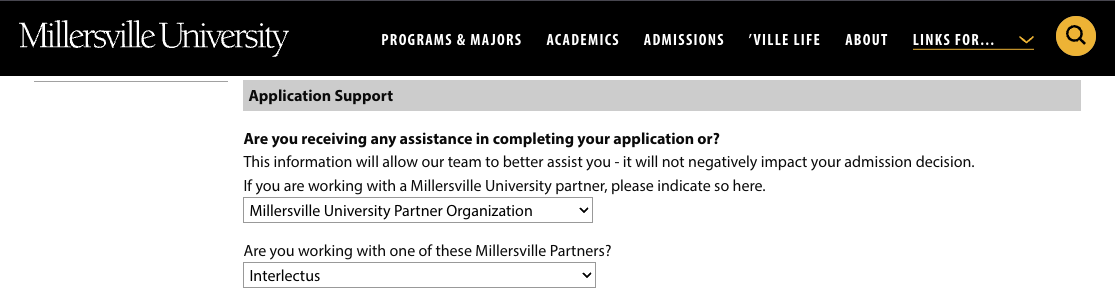 screenshot of application