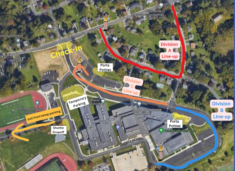 Map of Penn Manor Staging Area