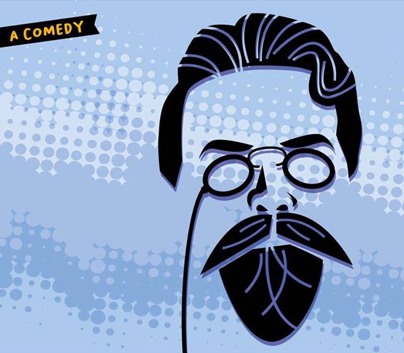 Graphic of a Man's face, for the comedy play - The Good Doctor