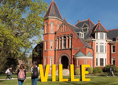 'Ville letters in front of the Biemesderfer Executive Center