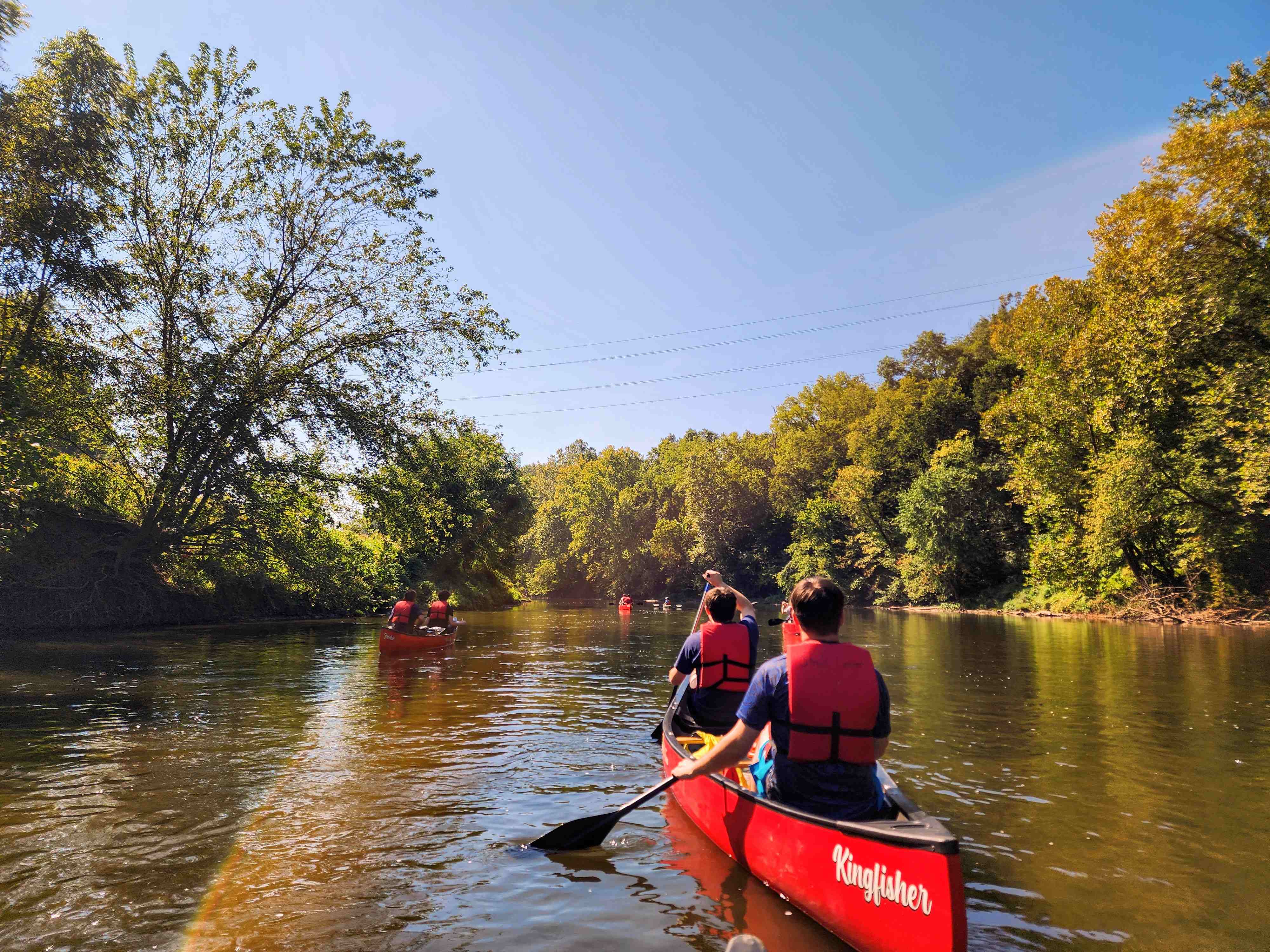 MU students canoe on the Conestoga River