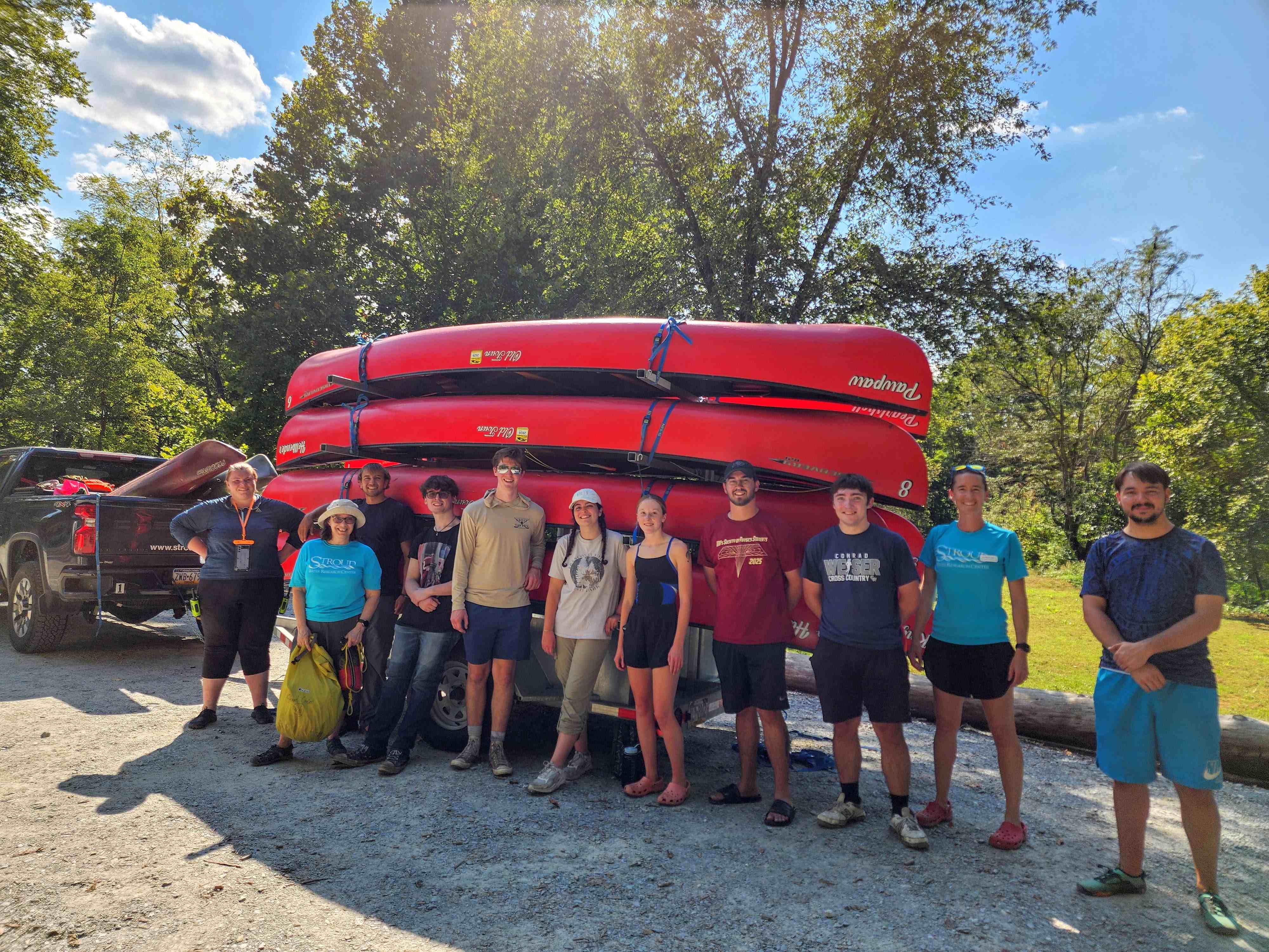 MU students canoe on the Conestoga River