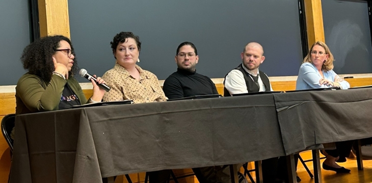 Alumni Panelists Chantel Jones, Kim Jovinelli, Steven Rivera Camacho, Tom Worthington-Morales, and Marilyn Zenko